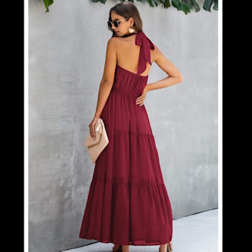 🆕Halter Neck Long Beach Maxi Dress Sundress - Picture 2 of 2